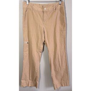 IZOD Womens Barcelona Straight Leg‎ Casual Pants Size 12 Beige Pockets Mid Rise
